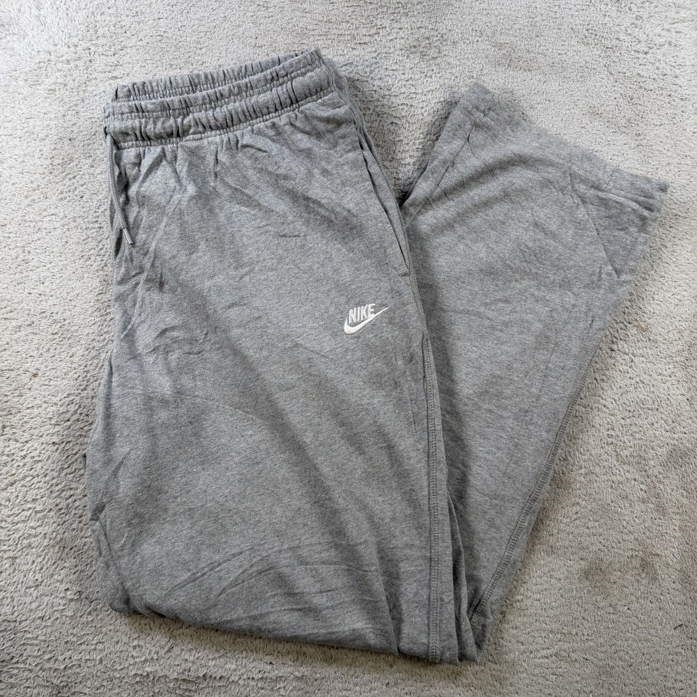 Nike Sweatpants Mens XL Grey Jersey Drawstring Swoosh Uncuffed Gym Active